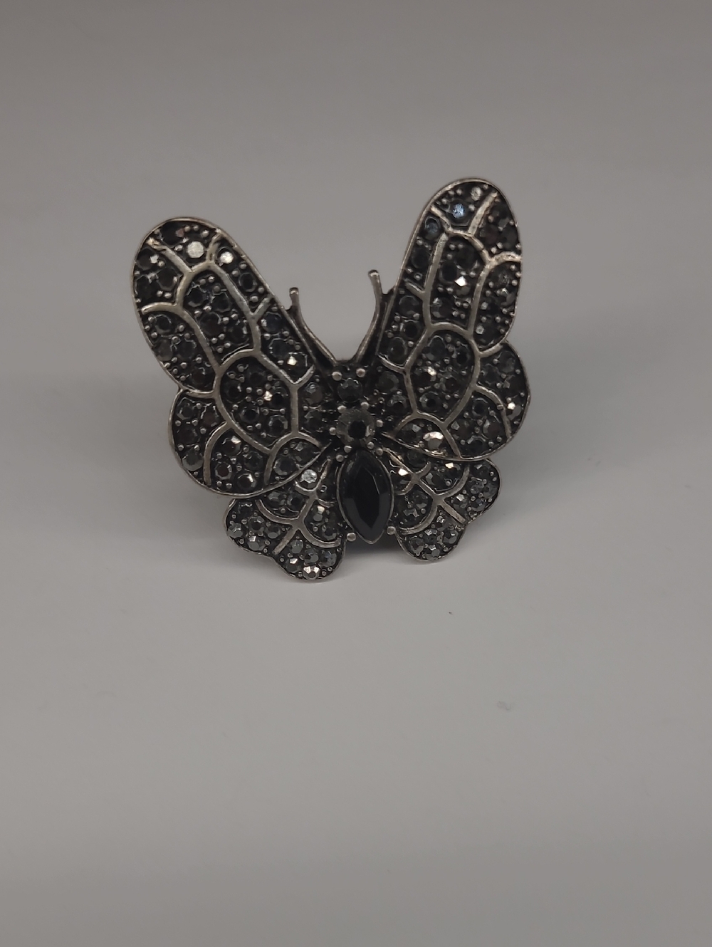 Black Crystal Butterfly Costume Ring